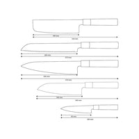 Shinrai Knives - Ensemble de couteaux Damas 5 pièces Takumi Kaza - Couteau de chef + Couteau à pain + Nakiri + Santoku + Couteau d'office