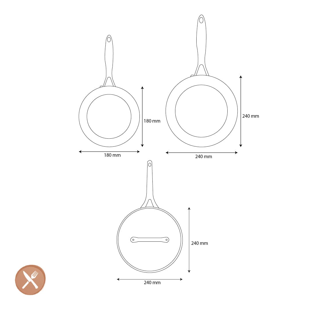 GreenPan - Geneva 4-delige Pannenset 18/24/24 cm - 2 Koekenpannen + Stoofpan met deksel Pannenset GreenPan