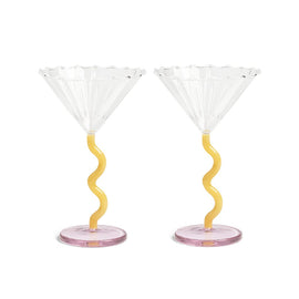 &Klevering - Coupe curve caramel set of 2 &Klevering - Coupe curve karamel set van 2 Cocktail glazen &Klevering