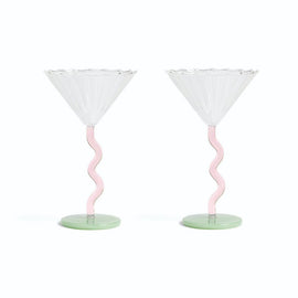 &Klevering - Coupe curve set of 2 &Klevering - Coupe curve set van 2 Cocktail glazen &Klevering