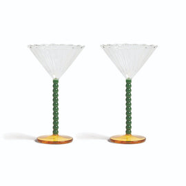 &Klevering - Coupe pearl green set of 2 &Klevering - Coupe perle groen set van 2 Cocktail glazen &Klevering