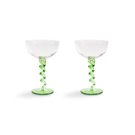 &Klevering - Coupe spiral green set of 2 &Klevering - Coupe spiraal groen set van 2 Cocktail glazen &Klevering