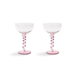 &Klevering - Coupe spiral pink set of 2 &Klevering - Coupe spiraal roze set van 2 Cocktail glazen &Klevering