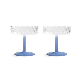 &Klevering - Coupe twirl blue set of 2 &Klevering - Coupe twirl blauw set van 2 Cocktail glazen &Klevering