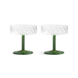 &Klevering - Coupe twirl dark green set of 2 &Klevering - Coupe twirl donkergroen set van 2 Cocktail glazen &Klevering