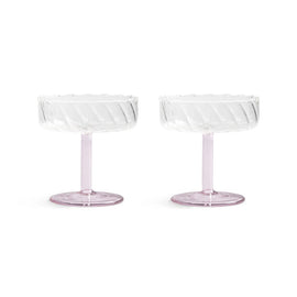 &Klevering - Coupe twirl pink set of 2 &Klevering - Coupe twirl roze set van 2 Cocktail glazen &Klevering