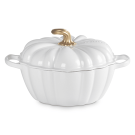 Le Creuset Signature Pumpkin Casserole White 24 cm Le Creuset - Signature Pompoen Braadpan Wit 24 cm Braadpan Le Creuset