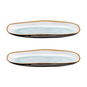 Medard de Noblat - Shadow Aqua Grote Serveerschaal 35.5 x 14 cm (set van 2) Serveerschaal Medard de Noblat