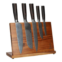 Shinrai Japan - Damascus Print 5-delig + Magnetisch Messenblok Enkelzijdig Messenset met blok Shinrai Japan