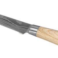 Shinrai Knives - Akari Damascus Print 6-delige Messenset + Magnetisch Messenblok Enkelzijdig Messenset met blok Shinrai Knives