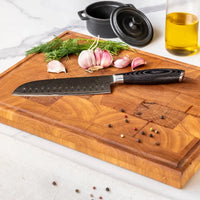 Shinrai Knives - Damast Pakka Wood 2-delige Messenset - Koksmes + Santoku mes Messenset Shinrai Knives