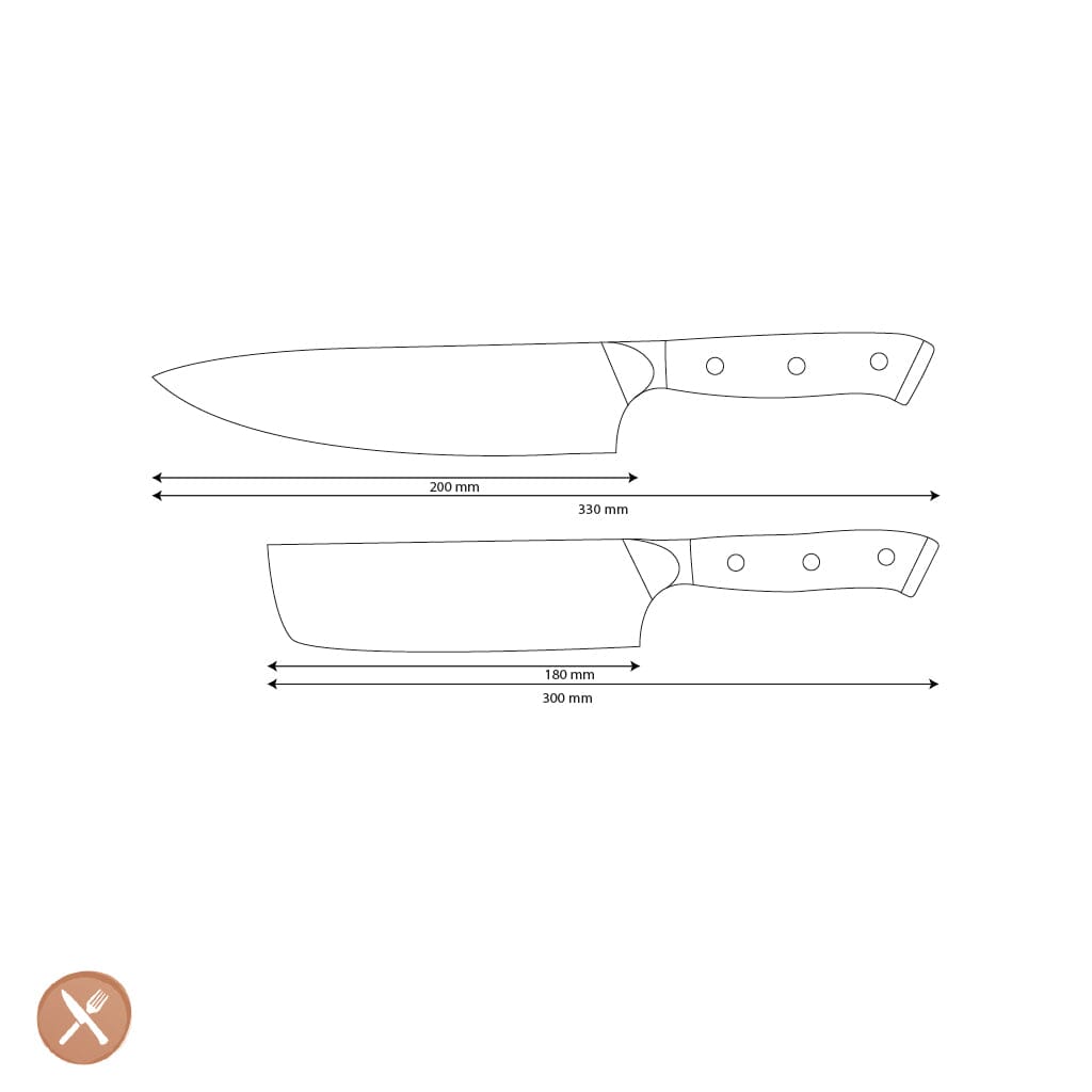 Shinrai Knives - Eclipse 2-delige Damascus Messenset - Koksmes + Nakiri Messenset Shinrai Knives