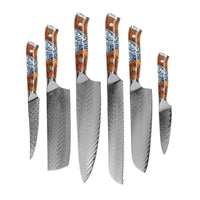 Couteaux Shinrai - Coffret de 6 couteaux Eclipse + Bloc à couteaux - Coffret de couteaux rotatifs avec bloc - Couteaux Shinrai