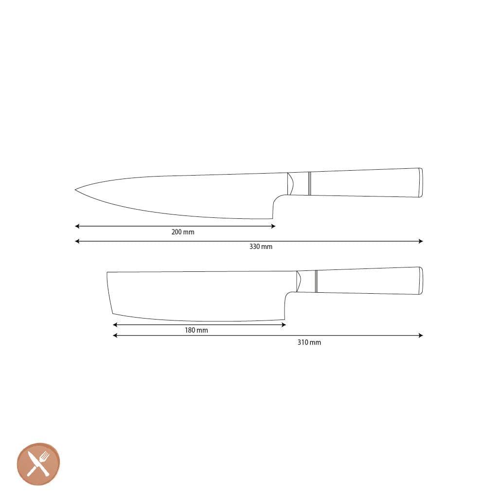 Couteaux Shinrai - Coffret de 2 couteaux damassés en onyx époxy - Couteau de chef + couteau nakiri
