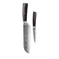 Couteaux Shinrai - Coffret de 2 couteaux en acier inoxydable martelé - Santoku + couteau d'office