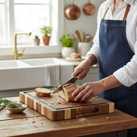 Shinrai Knives - Luxe Snijplank Acaciahout - Kopshout - 40 x 30 x 4.5 cm Houten snijplank Shinrai Knives