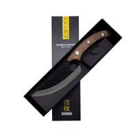 Couteaux Shinrai - Couteau de chef gladiateur en acier inoxydable avec étui - Couteau de chef d'extérieur marron