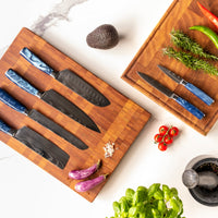 Japanse Damascus Print Epoxy Sapphire - 6-delige Messenset Messensets Shinrai Japan