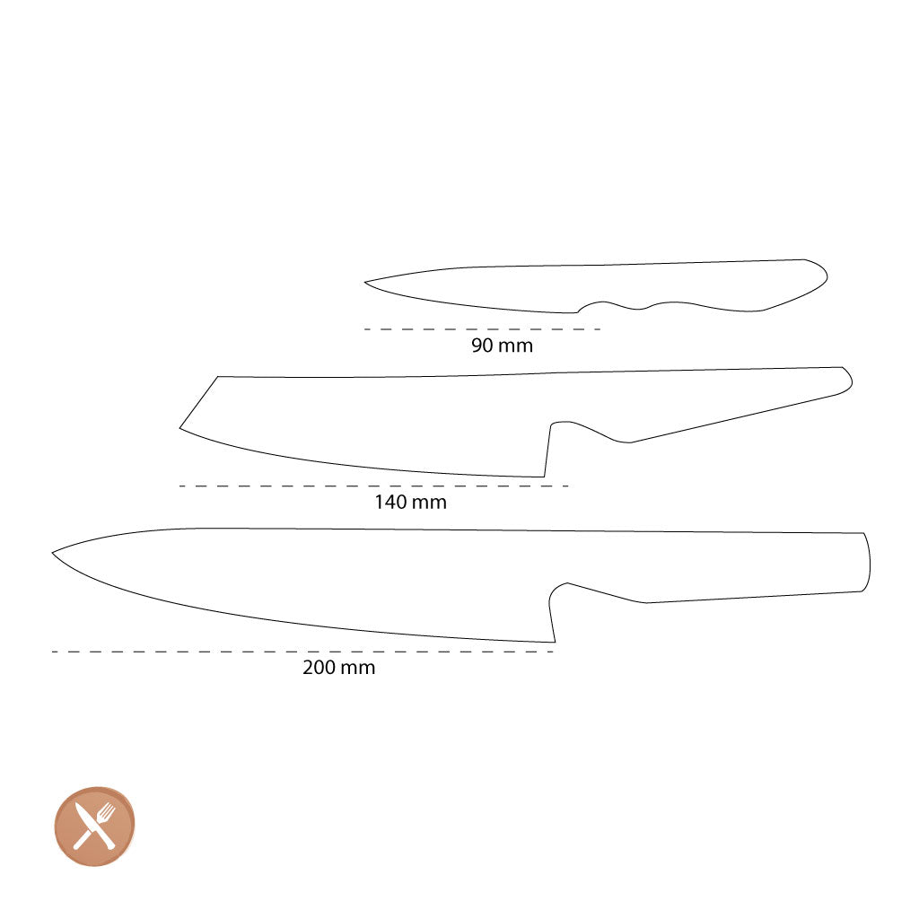 Global - G-2538 Chef's Knife + Vegetable Knife + Office Knife