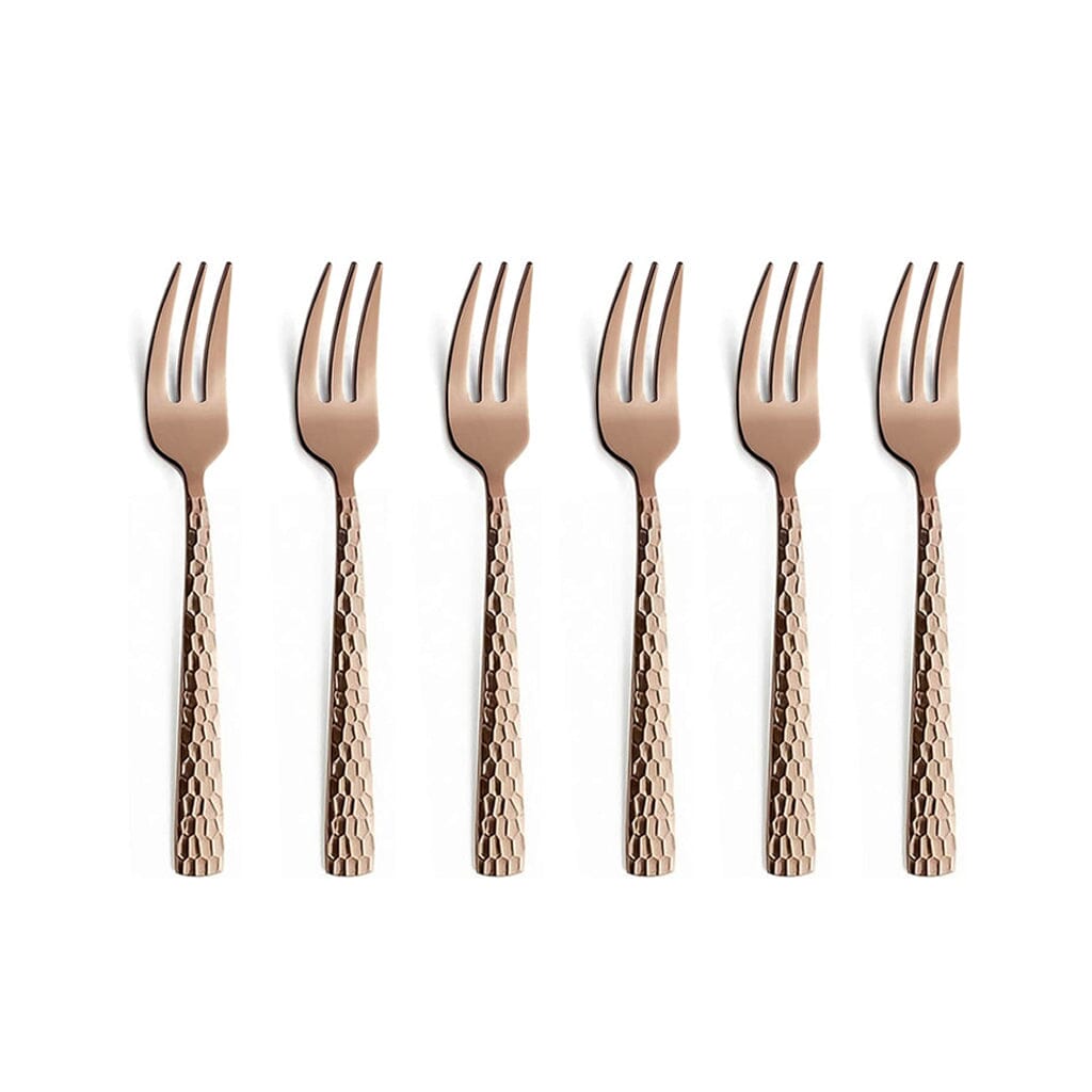 6-pc set cake forks in trend box - Rose Champagne Amefa 