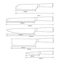 Shinrai Knives - Ensemble de 5 couteaux en résine époxy et saphir imprimé Damas - Couteau de chef, couteau à pain, couteau Nakiri, petit Santoku et couteau d'office