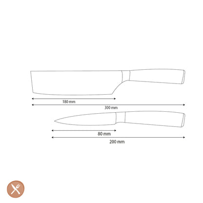 Shinrai Knives - Hammered Stainless Steel 2-piece Knife Set - Nakiri + Paring Knife