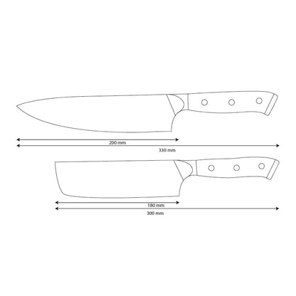 Shinrai Knives - Eclipse 2-Piece Damascus Knife Set - Chef's Knife + Nakiri