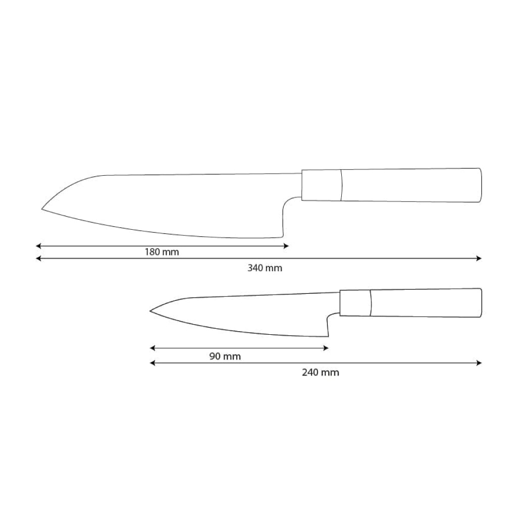 Couteaux Shinrai - Ensemble de couteaux Damas 2 pièces Takumi Kaza - Santoku + Couteau d'office