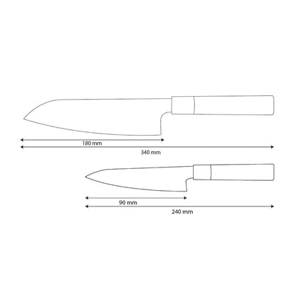 Couteaux Shinrai - Ensemble de couteaux Damas 2 pièces Takumi Kaza - Santoku + Couteau d'office