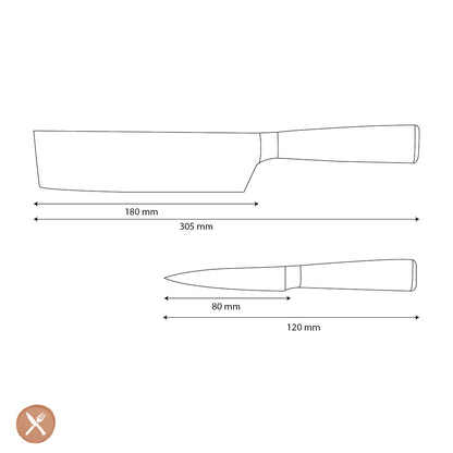 Couteaux Shinrai - Ensemble de 2 couteaux imprimés Damas - Nakiri + couteau d&#39;office