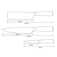 Shinrai Knives - Damascus Print Epoxy Onyx 3-Piece Knife Set - Chef's Knife + Nakiri + Paring Knife