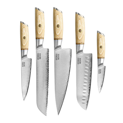 Shinrai Knives - Hikari Damascus 5-piece knife set