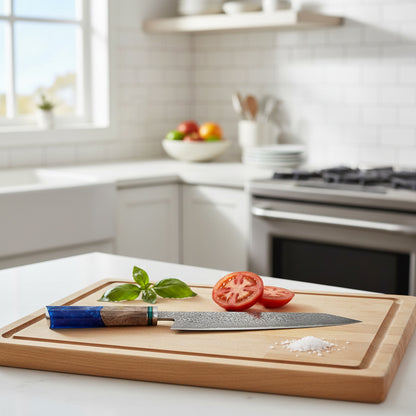 Shinrai Knives - Sapphire Octagon Damascus Kiritsuke 23 cm - Special Edition