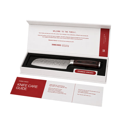 Shinrai Knives - Hammered stainless steel Santoku knife 13 cm