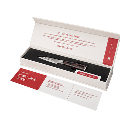 Shinrai Knives - Hammered Stainless Steel 2-Piece Knife Set - Santoku + Paring Knife
