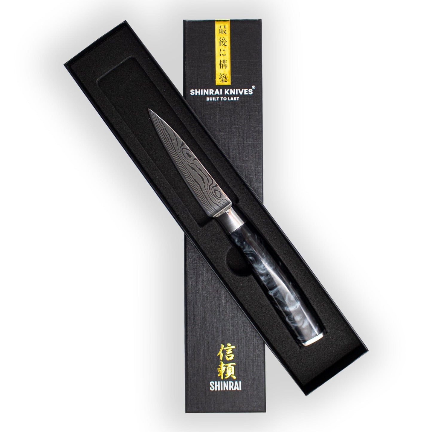 Shinrai Knives - Damascus Print Onyx Paring knife 8 cm