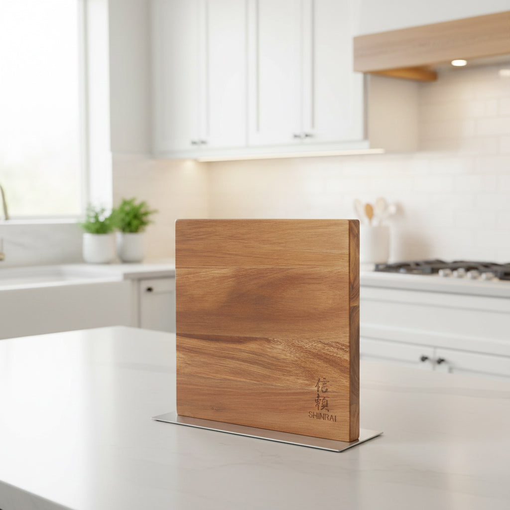 Shinrai Knives - Magnetic Knife Block Cito Double Sided - Acacia Wood