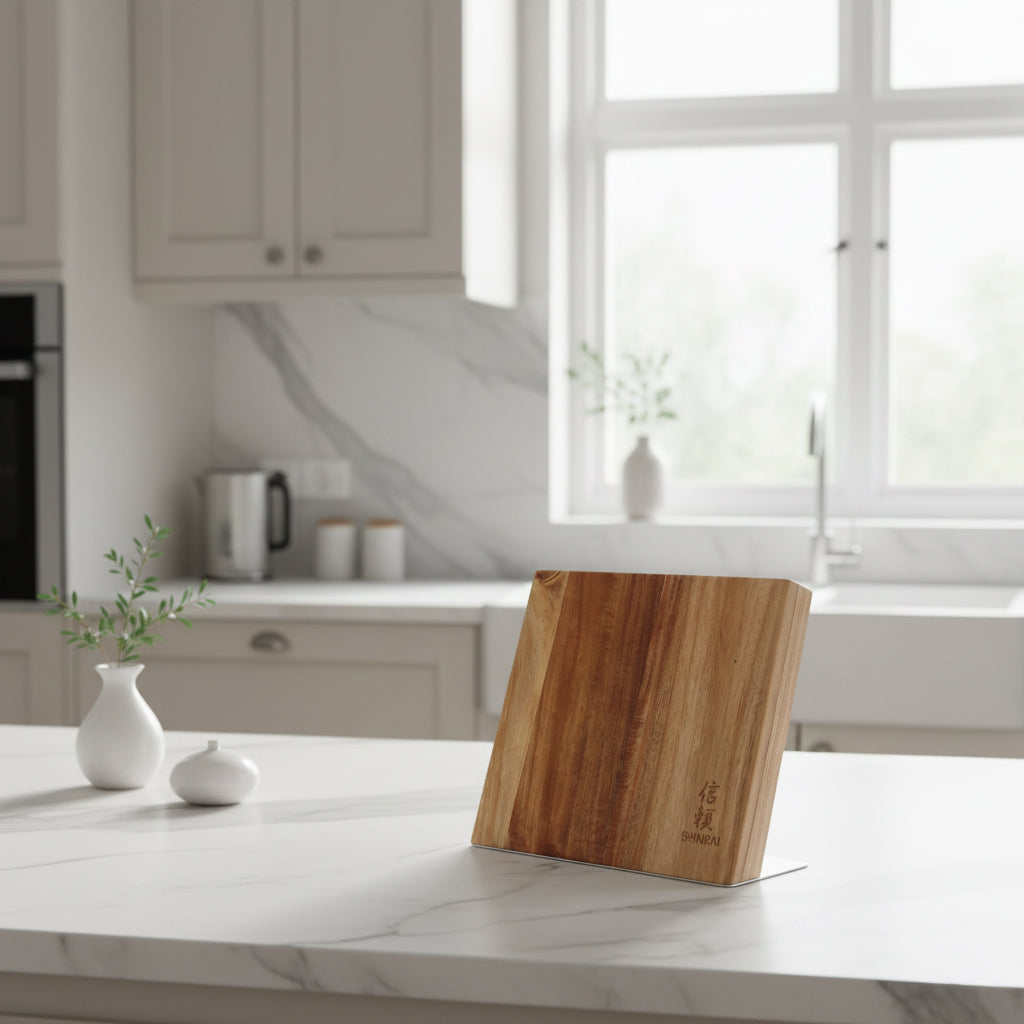 Shinrai Knives - Magnetic Knife Block Cito Single Sided - Acacia Wood