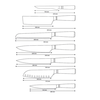 Shinrai Knives - Micarta Jewels 7-Piece Damascus Knife Set