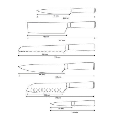 Saphir époxy imprimé Damas japonais - Ensemble de couteaux 6 pièces