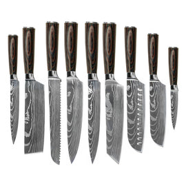 Shinrai Japan - Ensemble de couteaux 9 pièces imprimé Damas