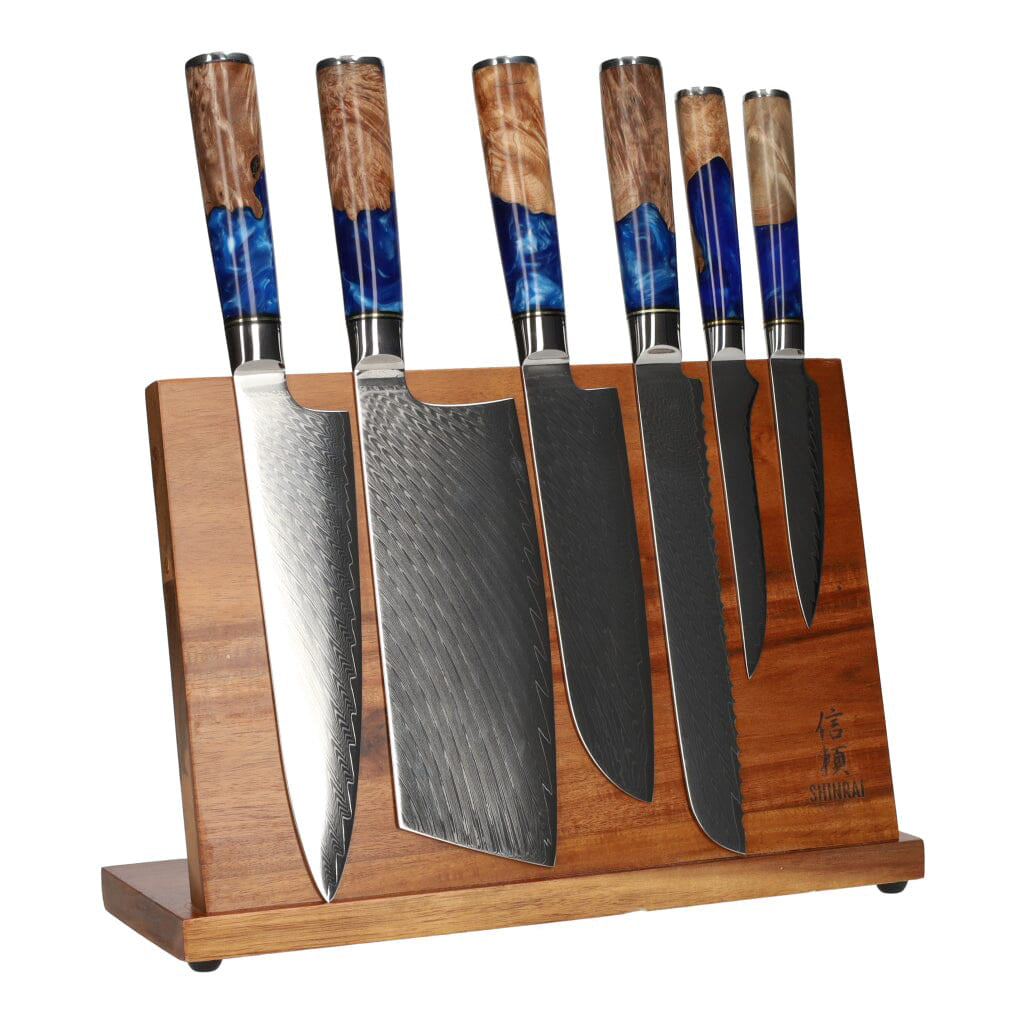 Epoxy Sapphire 6-piece Knife Set + Magnetic Knife Block