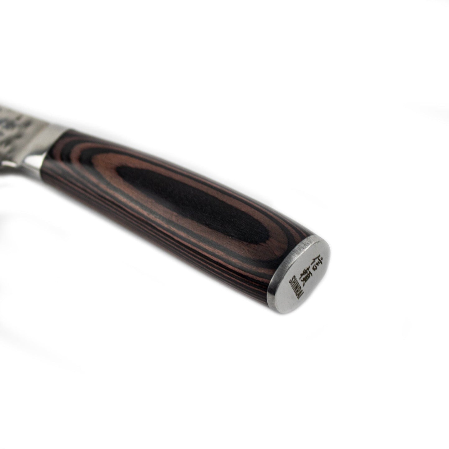 Shinrai Knives - Hammered Stainless Steel 6-Piece Knife Set + Scalae Magnetic Knife Block - Acacia Wood