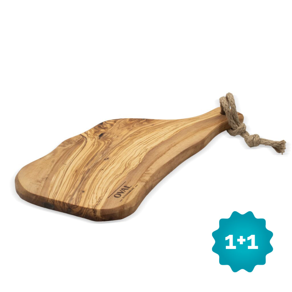 OVAL - Planche de service en pur bois d&#39;olivier Rustique 40-45 cm