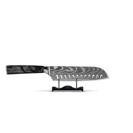 Époxy Onyx Imprimé Damas Japonais - Couteau Santoku (18cm)