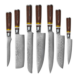 Ensemble de couteaux Damas 7 pièces Micarta Jewels