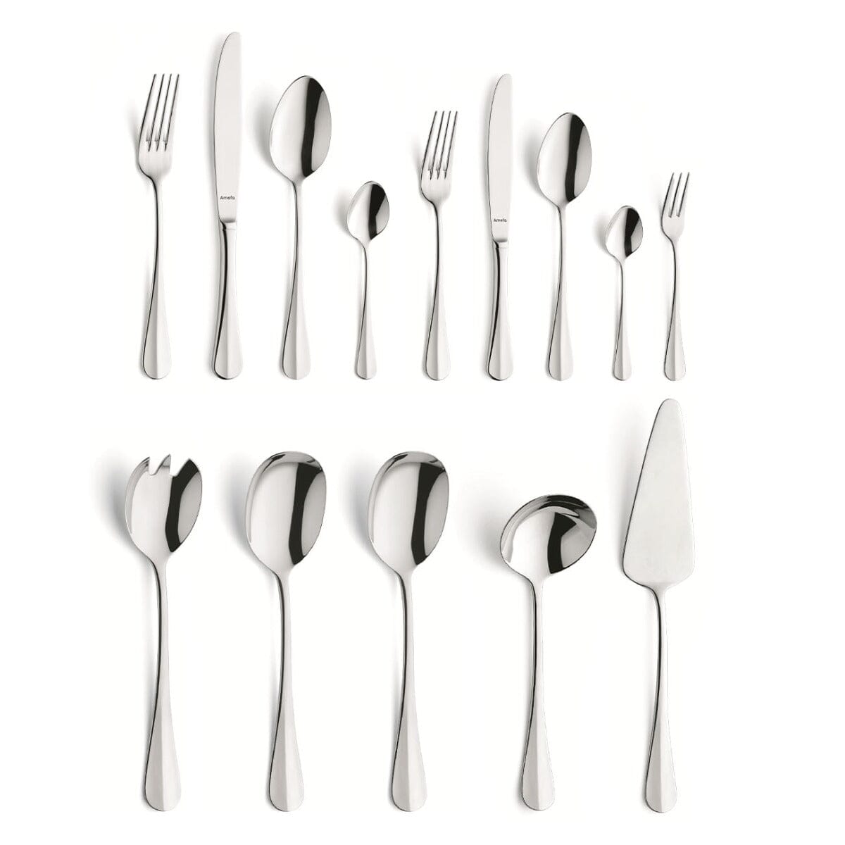Amefa - Baguette - Coffret de couverts 60 pièces pour 6 personnes - Finition brillante - Couleur argent