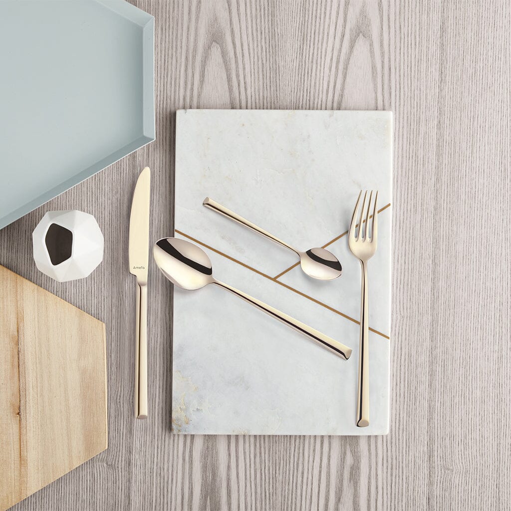 Amefa - Metropole Coffret de couverts 24 pièces pour 6 personnes, finition champagne brillante PVD, dans un coffret de luxe