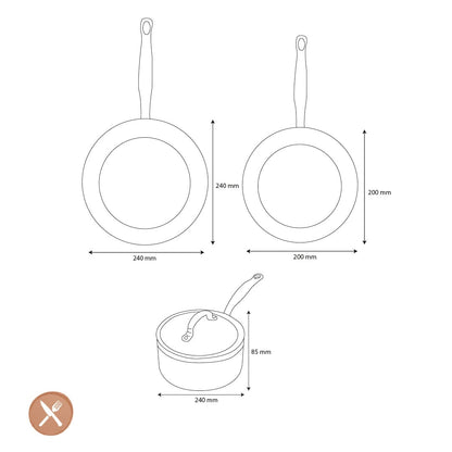 GreenPan - Barcelona Pro 4-delige Pannenset 20/24/24 cm - 2 koekenpannen + stoofpan met deksel Pannenset GreenPan 