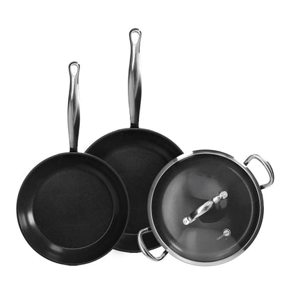 GreenPan - Barcelona Pro 4-delige Pannenset 24/28/30 cm - 2 koekenpannen + stoofpan met deksel Pannenset GreenPan 